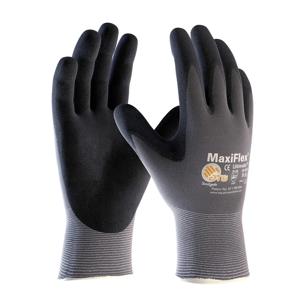 34-874/L – PROTECTIVE I Gloves, Work Large Black/ Gray Nylon/ Elastane Pack Of 12